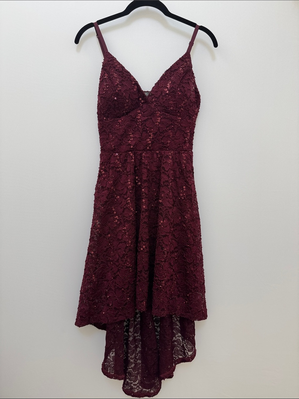 Elegant Lily Rose Burgundy Lace Dress